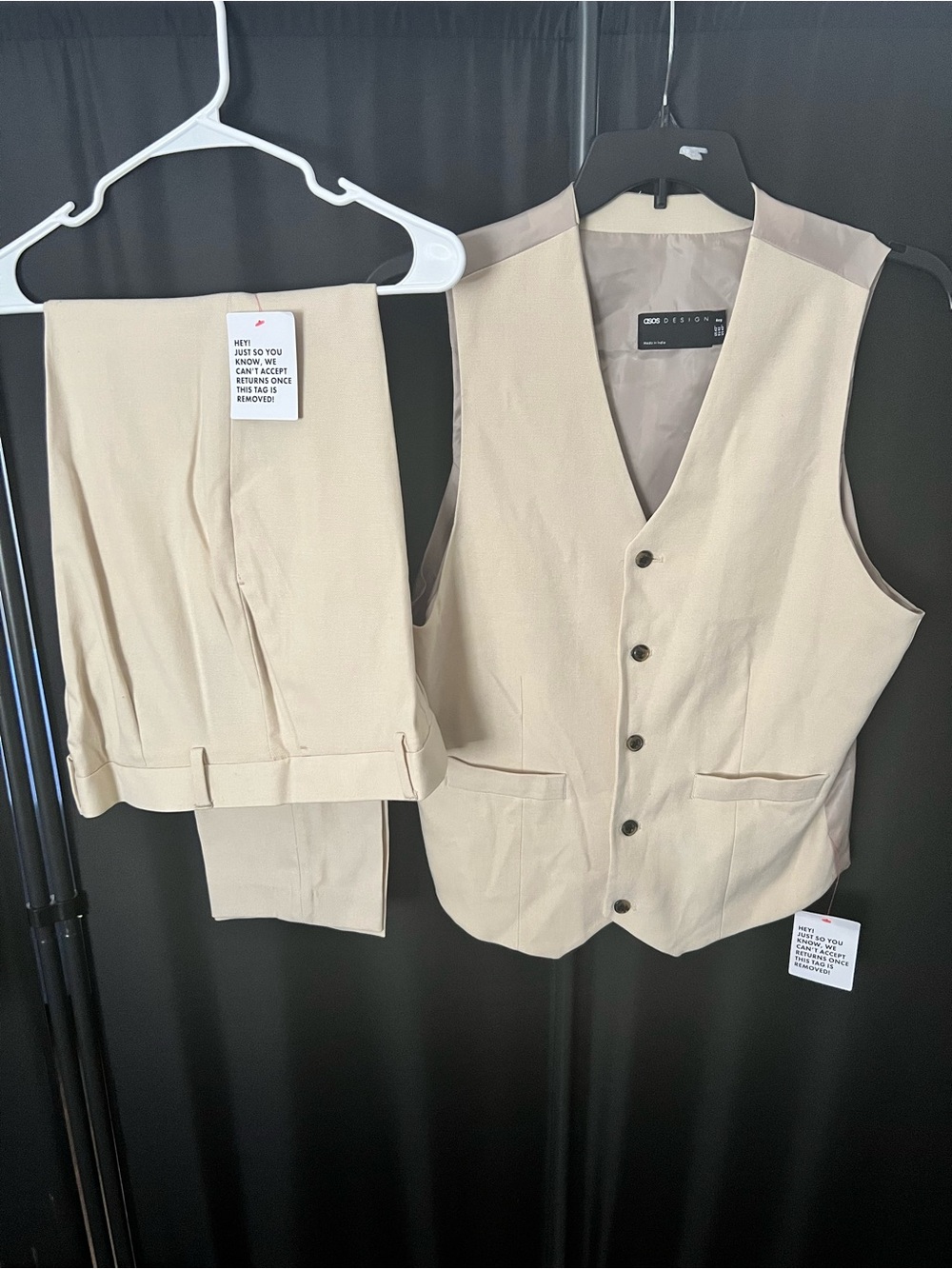 ASOS Men's Beige Dress Vest & Trousers Set